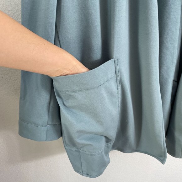 Athleta Womens 18 Eastbound Ponte Knit Open Front Blazer Gray Green Jacket - Picture 7 of 10